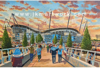 Etihad Stadium 'Going to the Match' Fine Art Print - Manchester City FC